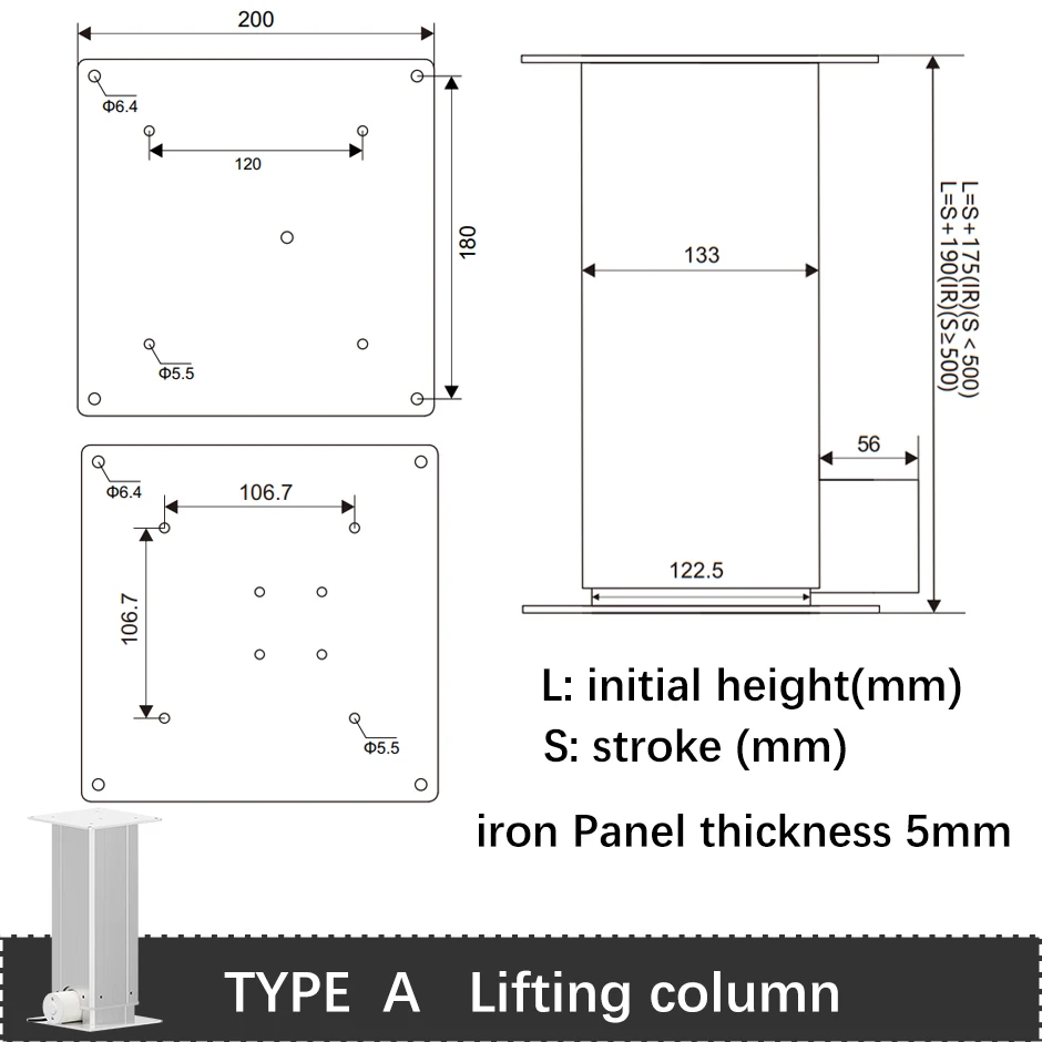 7500N 500 кг нагрузка подъемная колонка поддерживающая платформа электрического