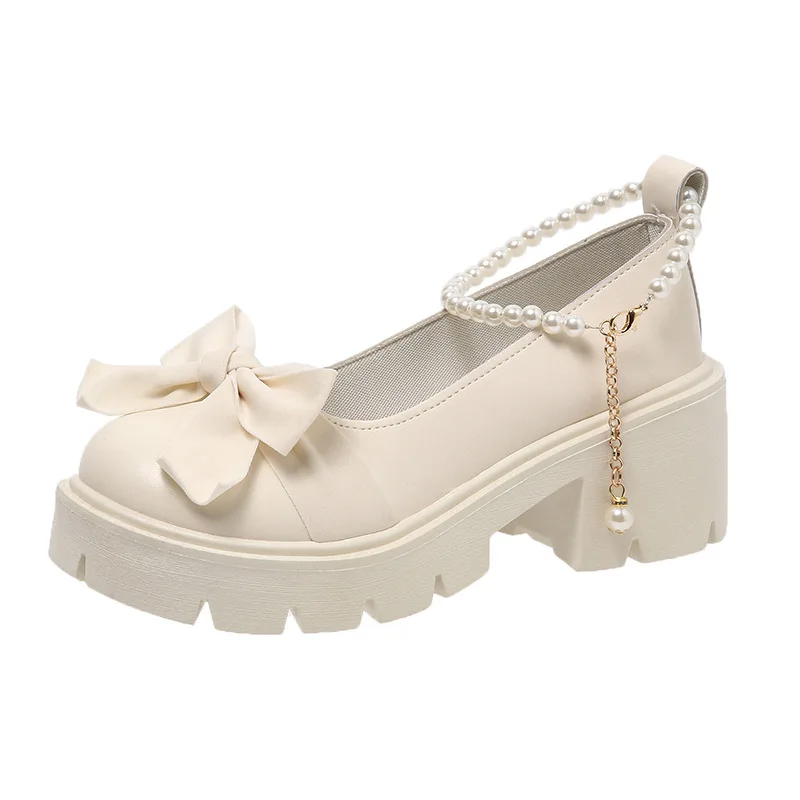 

Туфли Лоферы женские из мягкой кожи, Туфли Мэри Джейн, высокий каблук, платформа, лоферы, милые, стиль Лолита