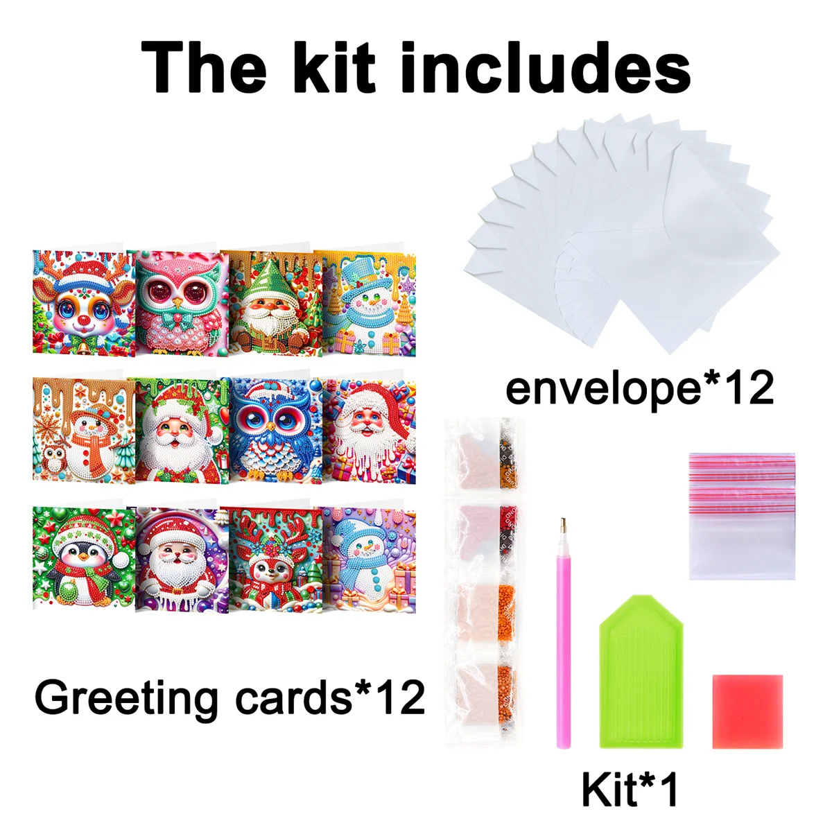 Рукоделие вышивка крестиком алмазная роспись Санта-Клаус снеговик