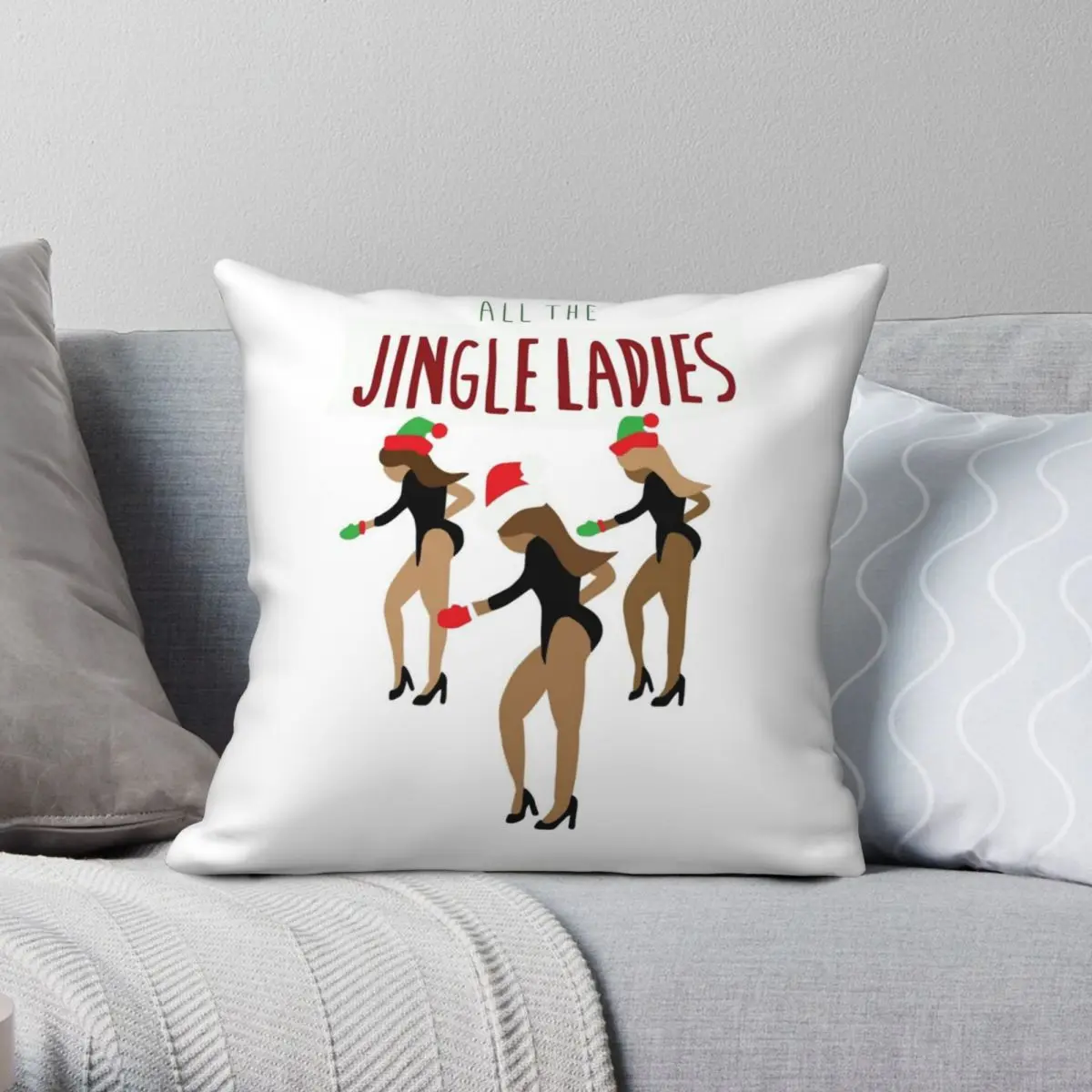 

Женский чехол для подушки All The Jingle из полиэстера и льна, бархатный креативный декоративный чехол для подушки на молнии, чехол для дивана, нав...