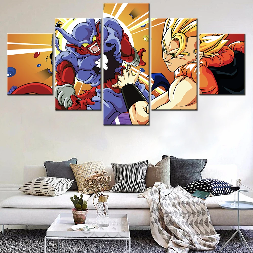 

Wall Art Modular Pictures Printed Canvas 5 Panel Anime Dragball Fighter Frameworks Painting Poster Home Decoration Living Room