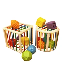activity cube toddler toy games baby color sorter blocks with elastic bands box kids educational color recognition toy