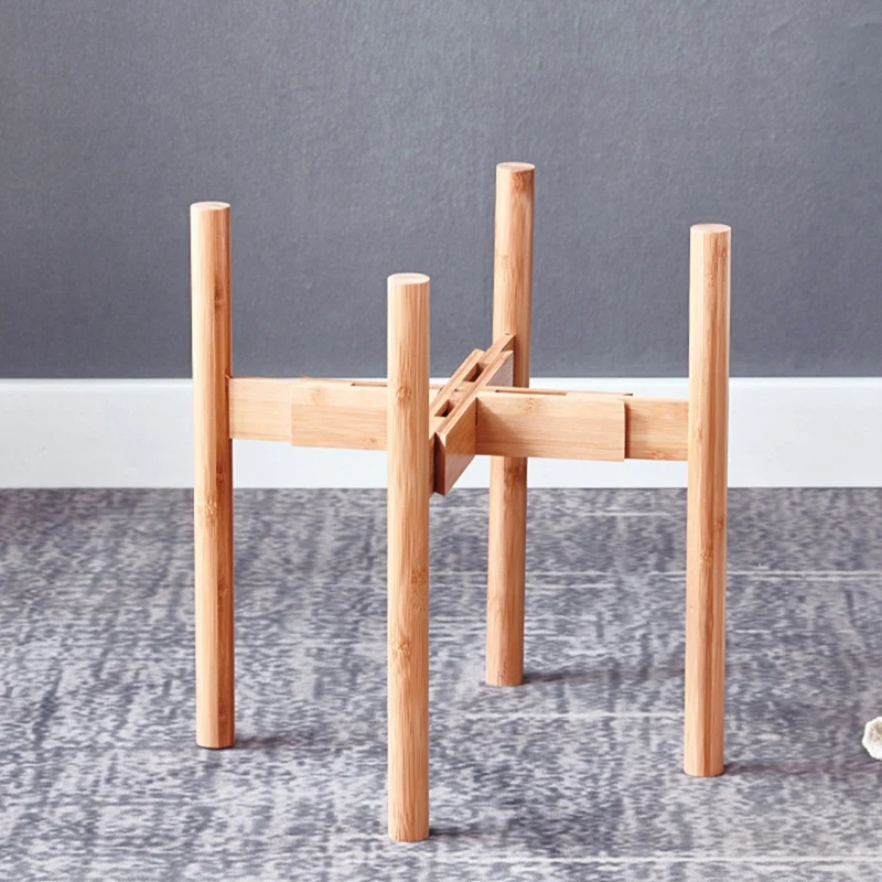 

Expandable Plant Holder Bamboo Wood Flower Pot Display Stand Potted Rack For Indoor And Outdoor, Up To 12 Inch Planter