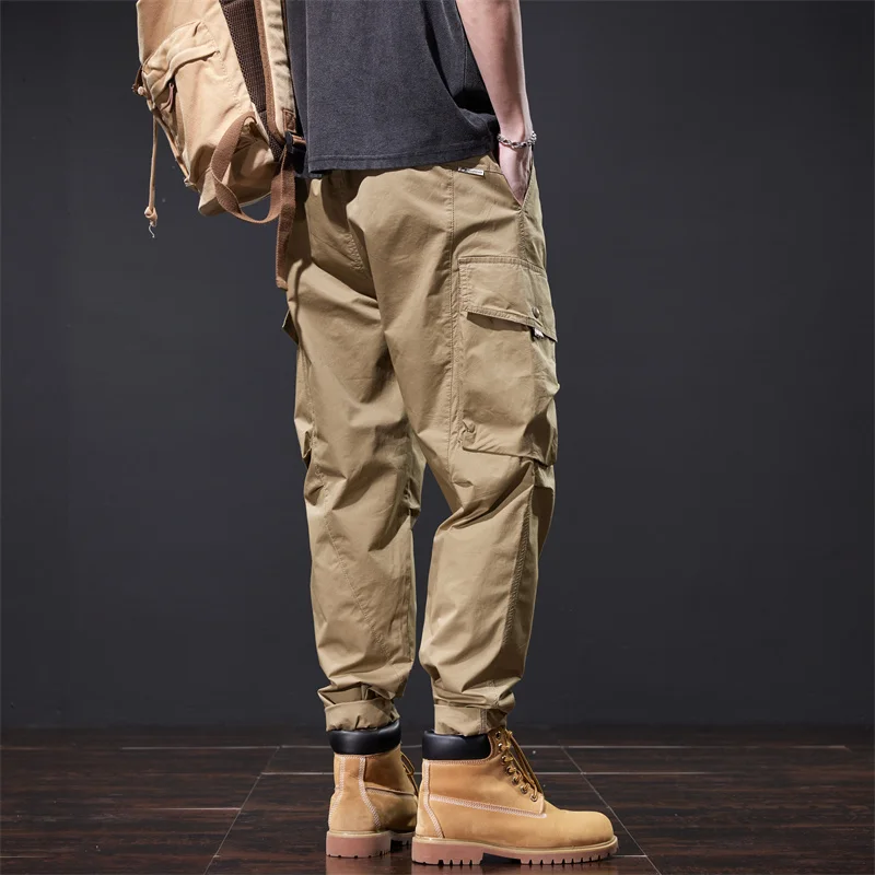 Брюки Carge мужские свободные прямые повседневные длинные штаны из чистого хлопка