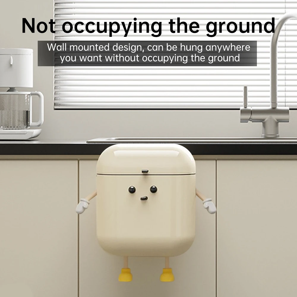 Симпатичный подвесной мусорный бак с крышкой Настенный большой емкости 12 л