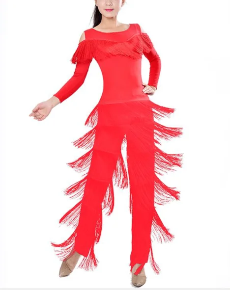 

1pcs/lot woman latin dancing pants lady tassel latin cha cha tango dancing long pants