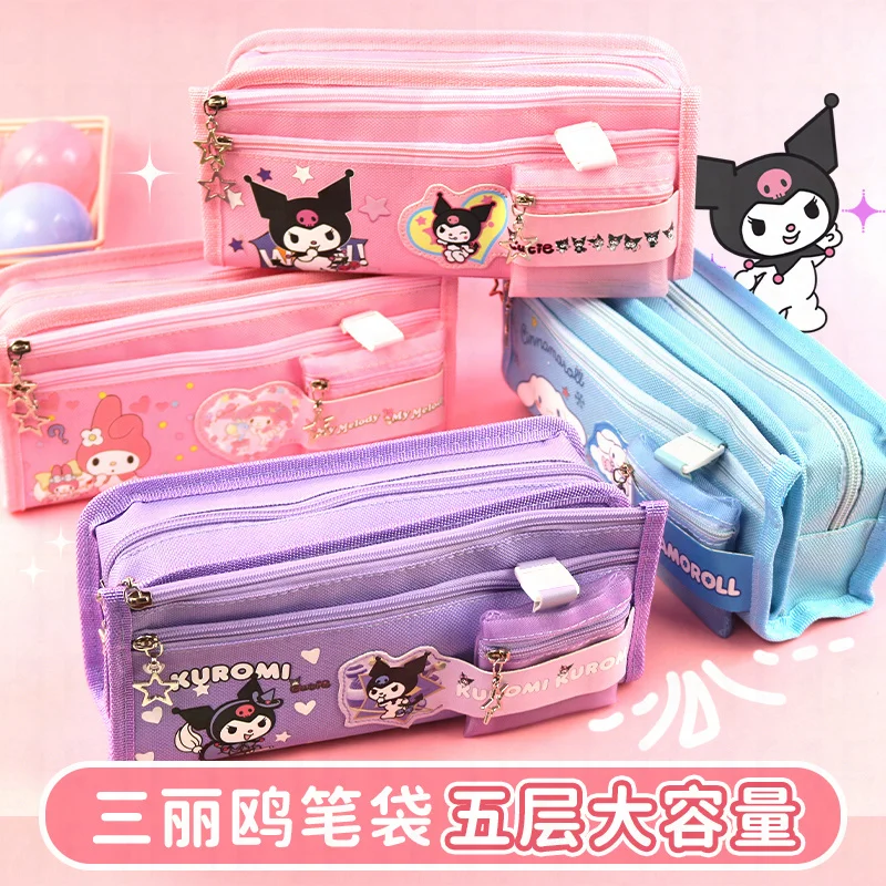 

Sanrio Cinnamoroll Kuromi Pencil Bag Large Capacity Stationery Box Cartoon Storage Bag School Supplies Children Gifts