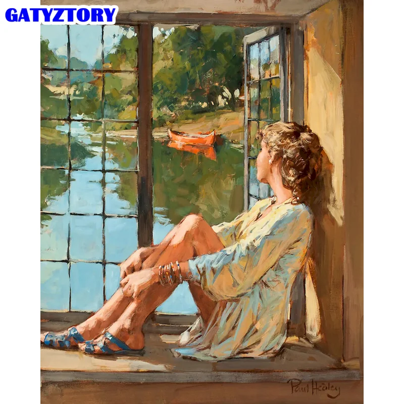 

GATYZTORY рамка абстрактная фигурка Рисование по номерам Настенная картина Акриловая Краска на холсте Раскраска по номерам для самостоятельно...
