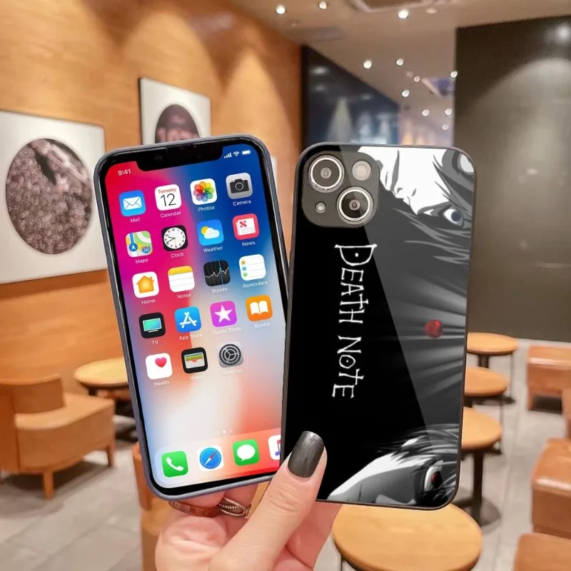 

Anime Death Note Cell Phone Case for iPhone 14 13 12 11 Pro Max X XR XS 8 7 Plus Liquid Glass Phone Cover Funda