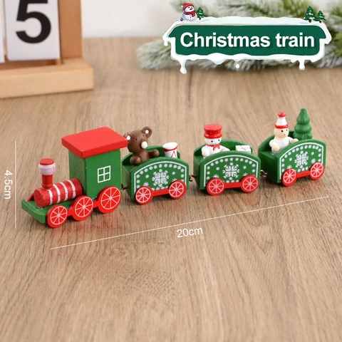 Train de madeira de Natal Decorações de Feliz Natal para casa 2024 Ornamento de Natal Navidad Noel Presente Feliz Ano Novo 2025