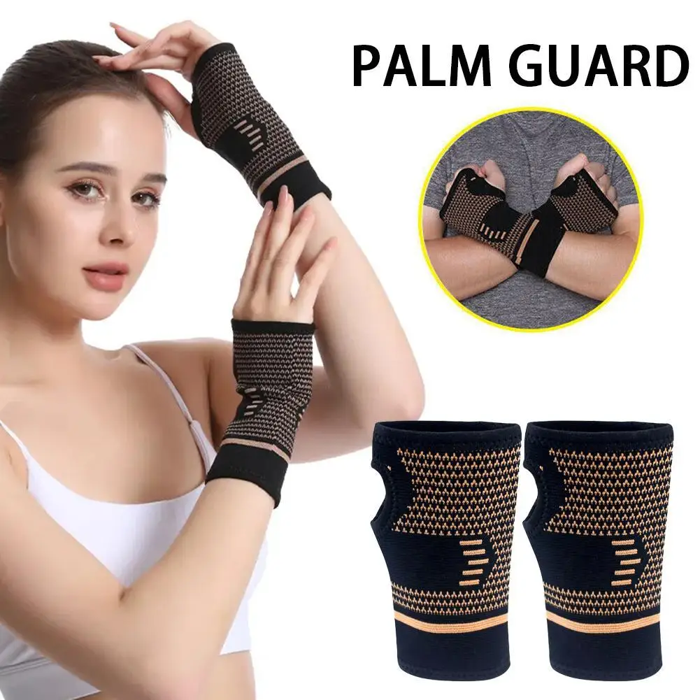 

2pcs Compression Wrist Brace With Pressure Belt Sport Protection Wristband Knitting Pressurized Wrist Palm Brace Bandage Support