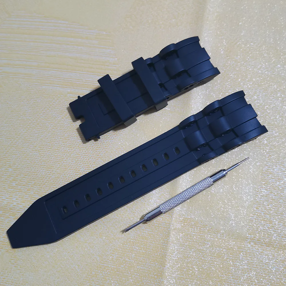 

26mm Silicone Rubber Watchband Black Luxury Men's Wristband Watch Bracelet Replacement Strap No Buckle For/Invicta/Pro/Diver