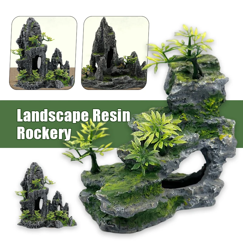 

Resin Artificial Fish Tank Ancient Castle Decoration Landscaping Simulation Aquarium Rock Cave Building Decor Aquatic Ornament
