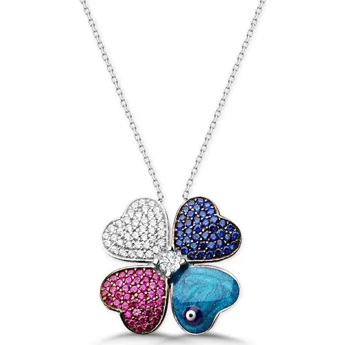 

Chavin Silver Four Leaf Luck Clover Necklace Dg56
