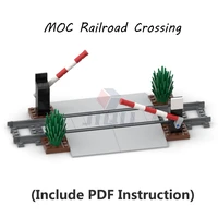 80 pcs railroad crossing railway traffic road lever model moc building blocks compatible 53401 parts track city train bricks toy