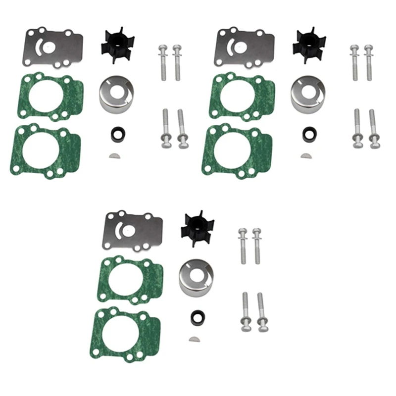 Комплект крыльчатки водяного насоса 3X для Yamaha 9 15 Hp подвесной 682-W0078-A1-00 18-3148
