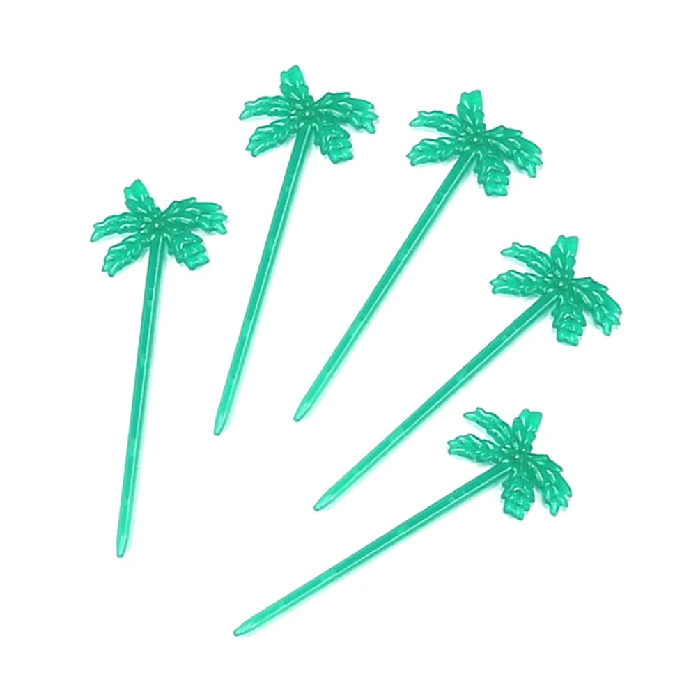 

100 Pcs Palm Tree Cake Topper Wedding Cupcake Decor Plastic Toothpicks Toppers Food