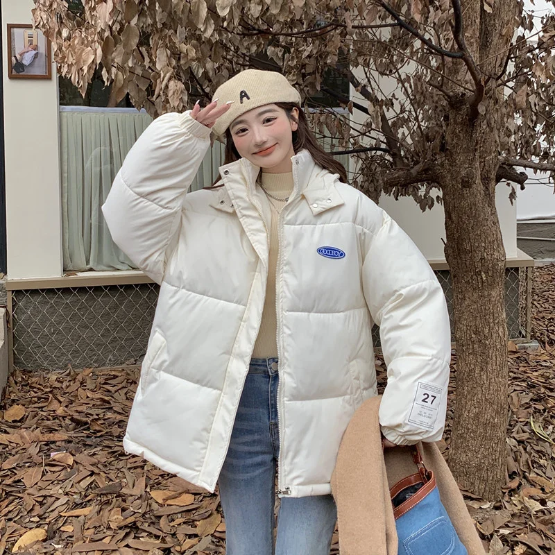 

Women White Down Jacket Hooded Fashion Zipper Thickening Warm Feather Female Duck Down Comfortable Winter New Outwear Tops