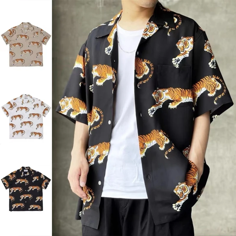 WACKO MARIA Men's Shirt Tiger Print Men Women 1:1 Loose WACKO MARIA Hawaiian Shirt
