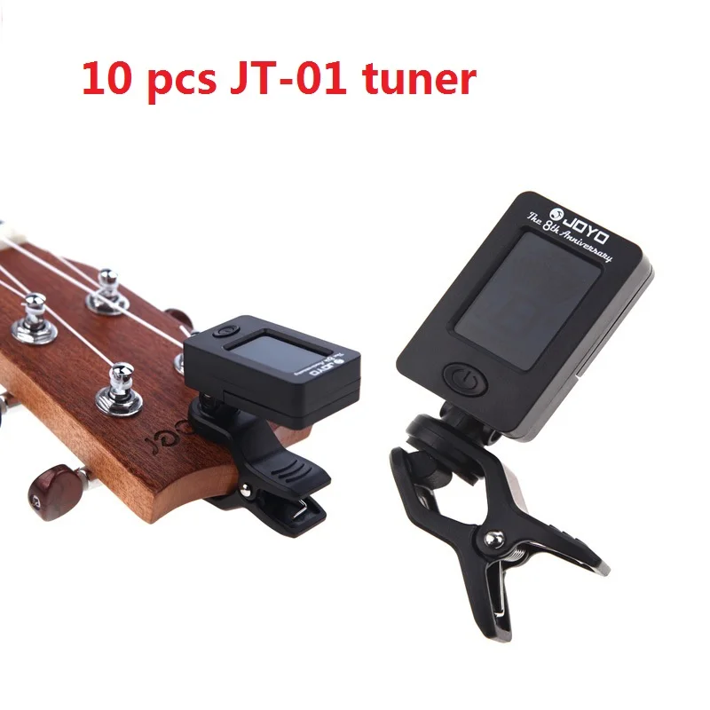 10 pcs JOYO JT-01 Guitar Bass Tuner Afinador Mini LCD Clip-on 360 Degree Rotatable Clip Tuner for Guitar Bass Violin Ukulele