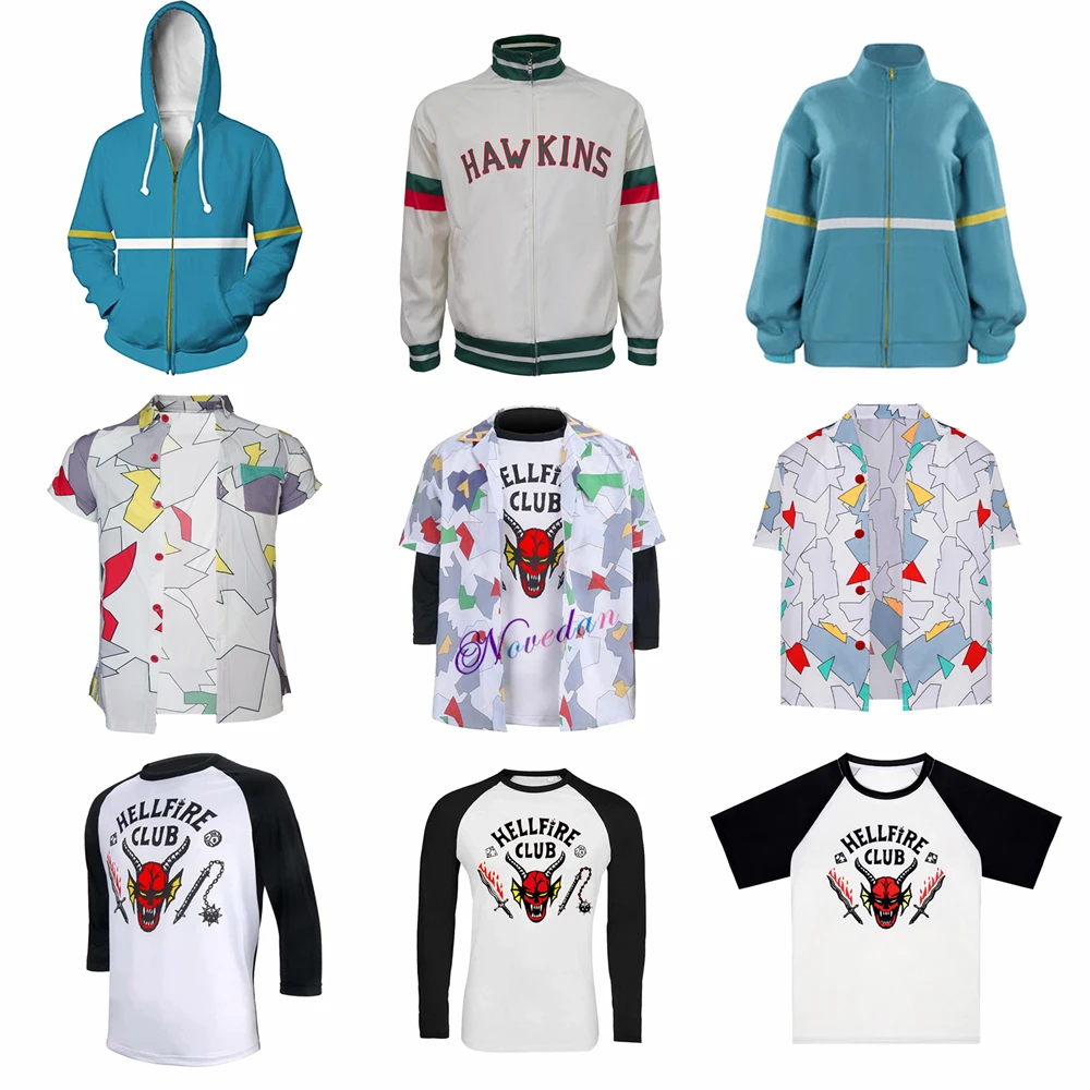 

Stranger Things Season 4 Cosplay Costume Eleven Nancy Mike Dustin T-shirt Max Jacket Coat Hoodie Hell Fire Club Tee Shirt