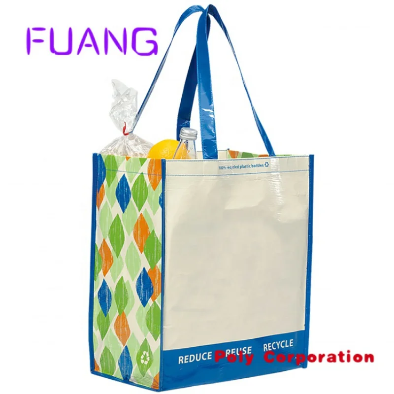 huahao new eco reusable grocery tote bag heavy duty cartoon printed shopping laminated tote non woven bags