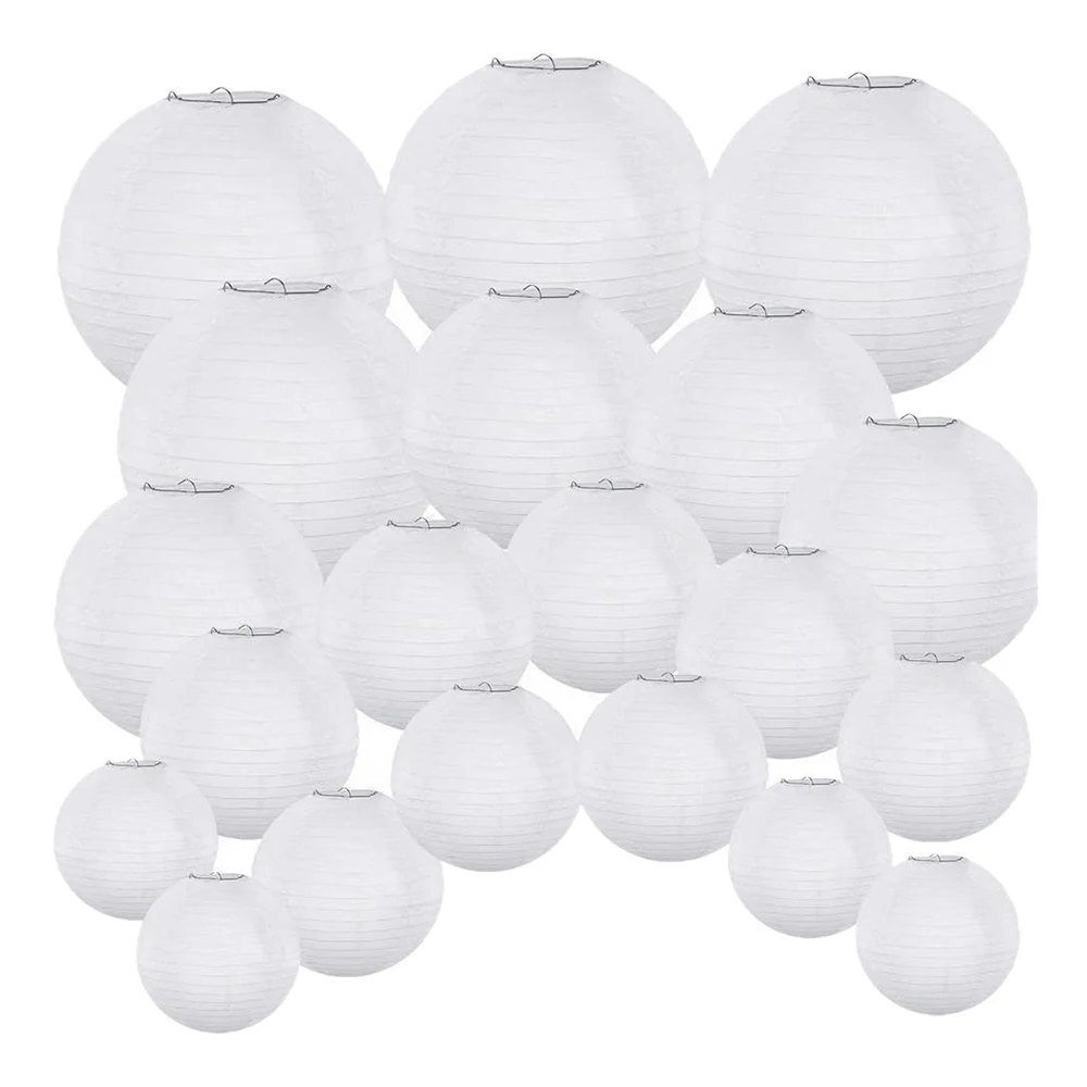 

20 Pack Chinese Round White Paper Lantern Paper Lanterns Hanging Lanterns Wedding Party Decorations