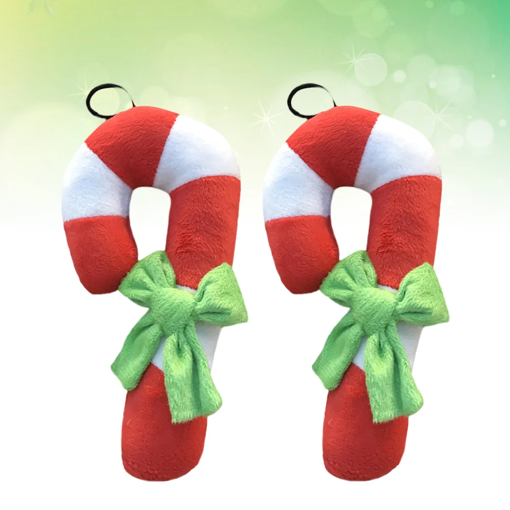 

2pcs Dog Plush Playing Toys Christmas Walking Stick Toy Pet Chew Sound Toy