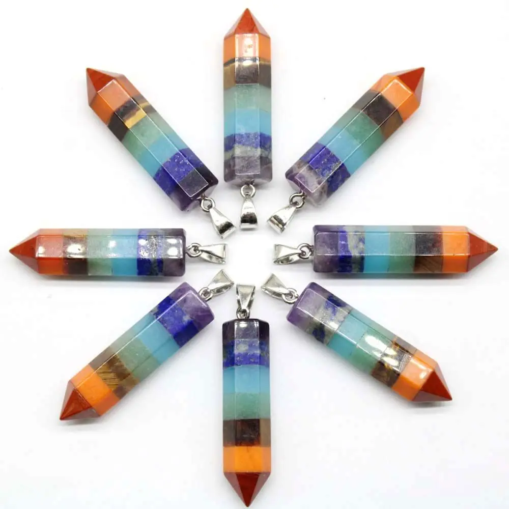 

Creative High Quality Bag Pendant Men Reiki 7 Chakra Yoga Healing Key Chain Bag Ornament KeyRing Natural Stone Keychain