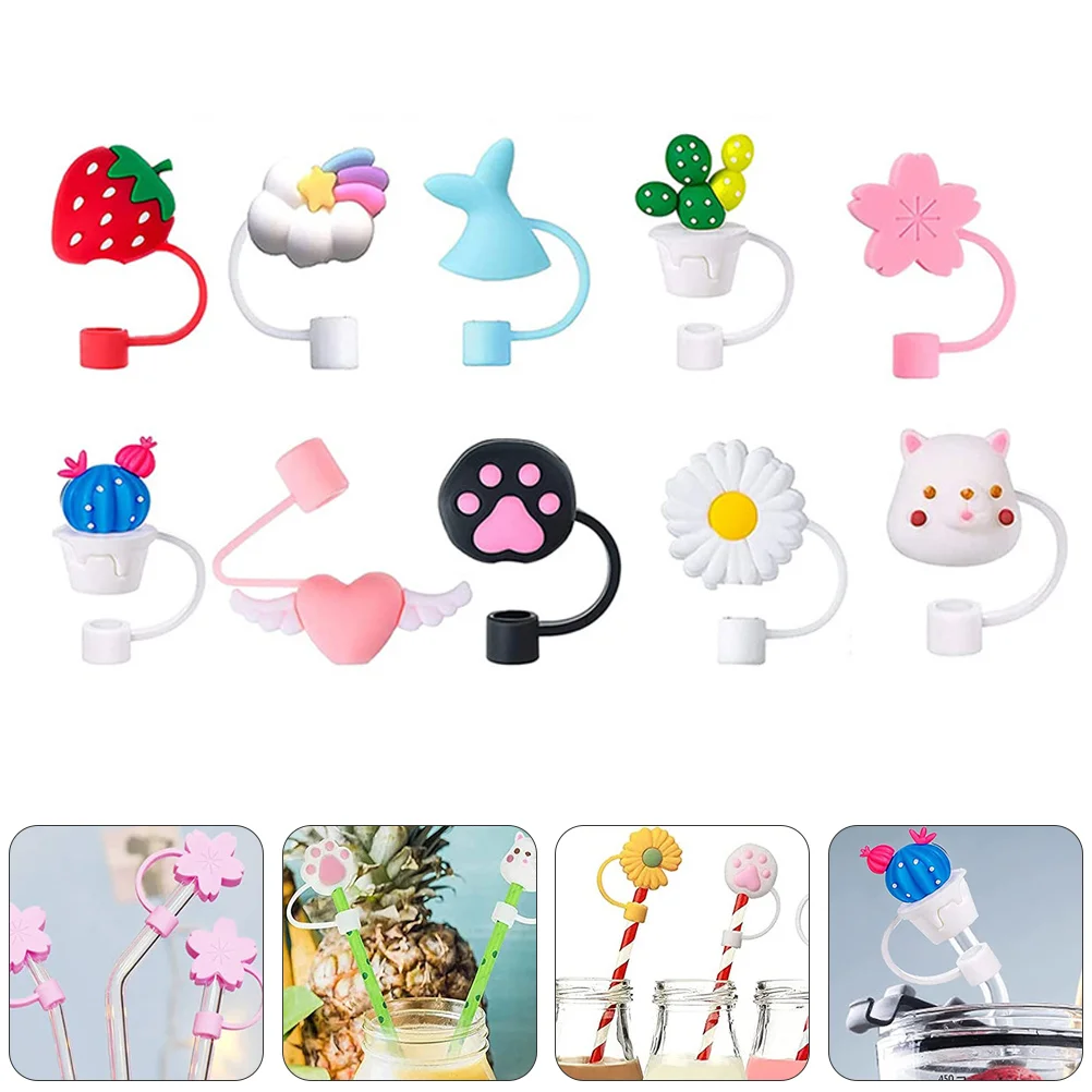 

10pcs Straw Plugs Drinking Straw Tips Decorative Drinking Straw Tip