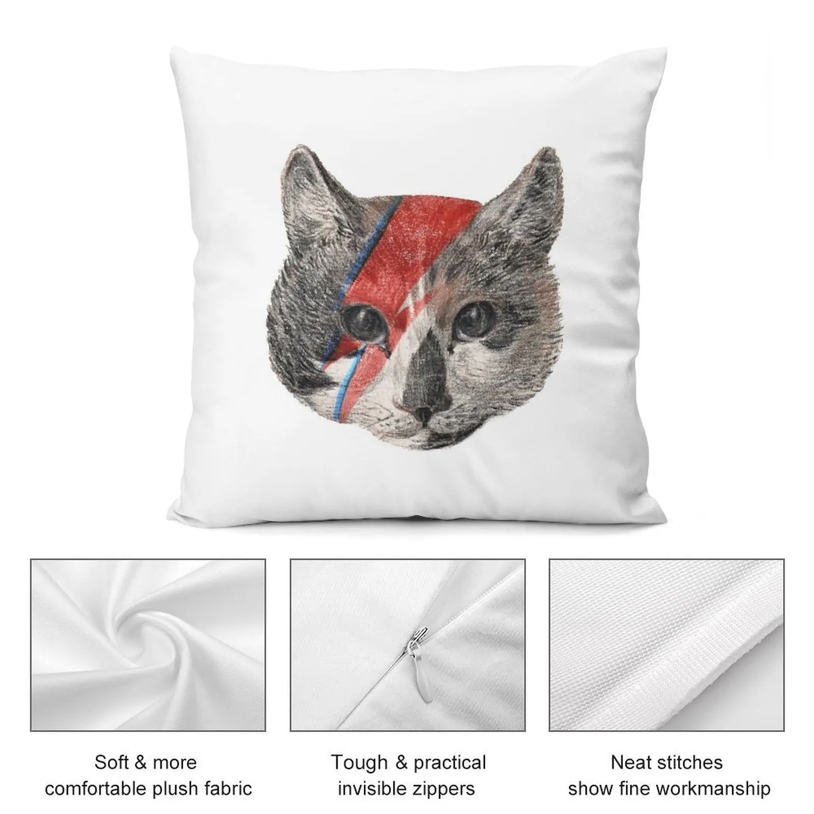 Декоративная подушка в виде кота Rock the Bowie рождественские наволочки декоративные