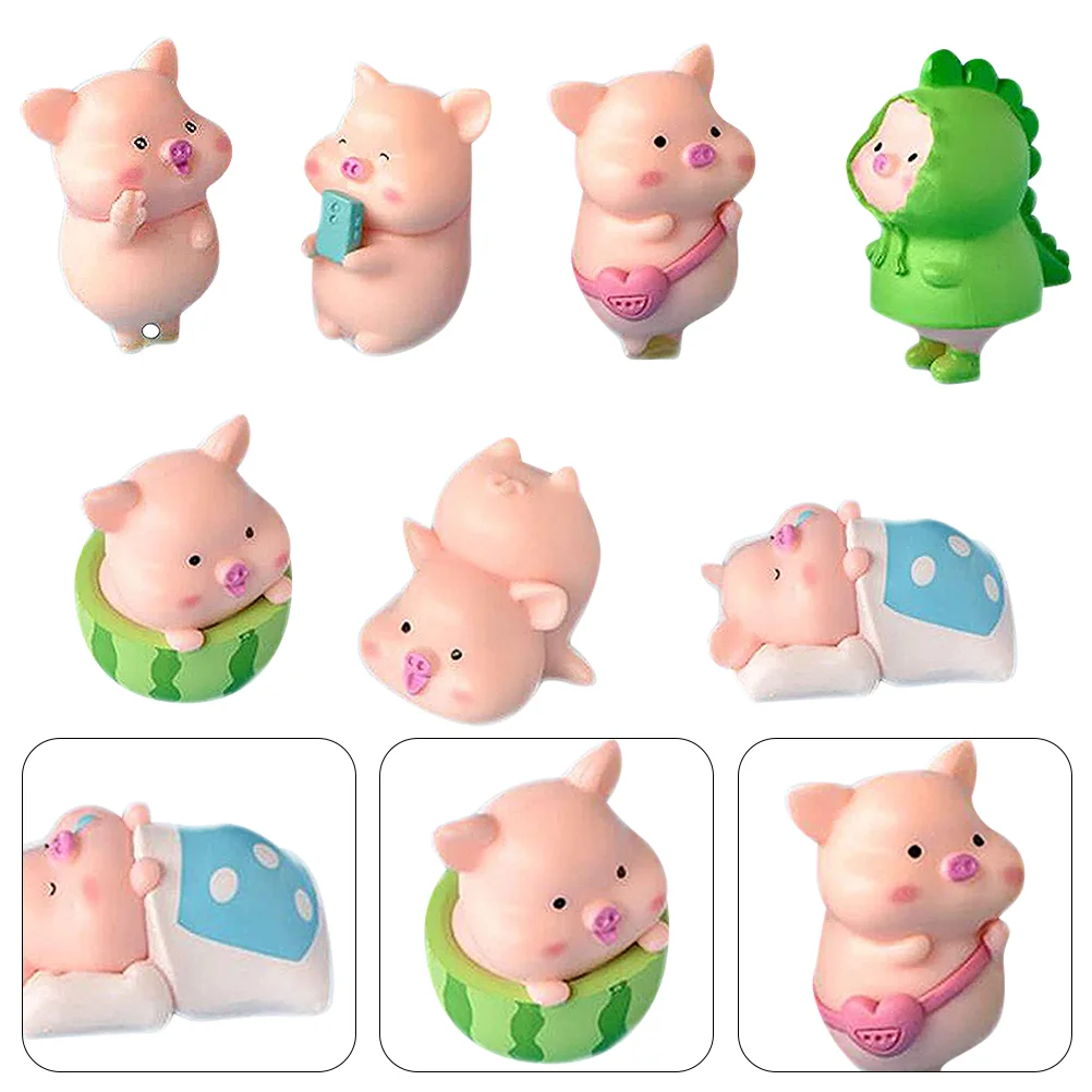 

7 Pcs Decorative Ornaments Cake Decorating Decoration Cartoon Garden Piggy Decor Shape Ornaments Pvc Garden Decor