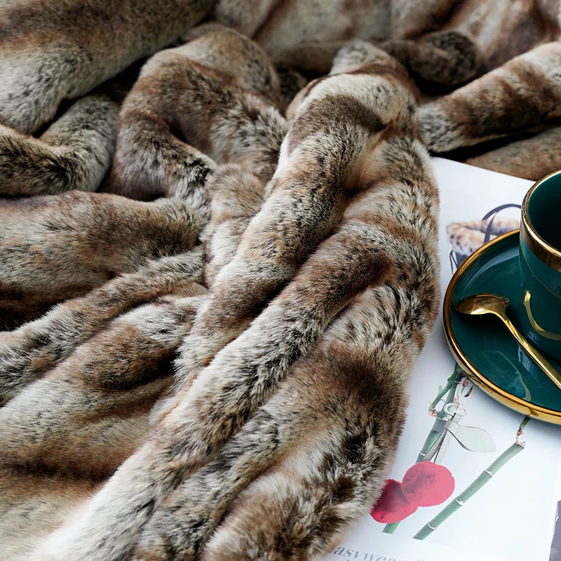 Коричневое одеяло из искусственного меха размер 59x78 дюймов супер мягкое пушистое