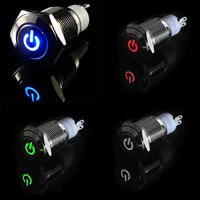 1 pcs red yellow blue green and white 12v with led light self locking reset waterproof metal button switch interior accessories