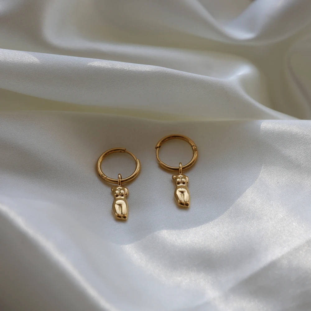 

Drop Shipping Tarnish Free &Waterproof Stainless Steel Body Figure Dangle Huggie Earring Jewelry Wholesale For Women