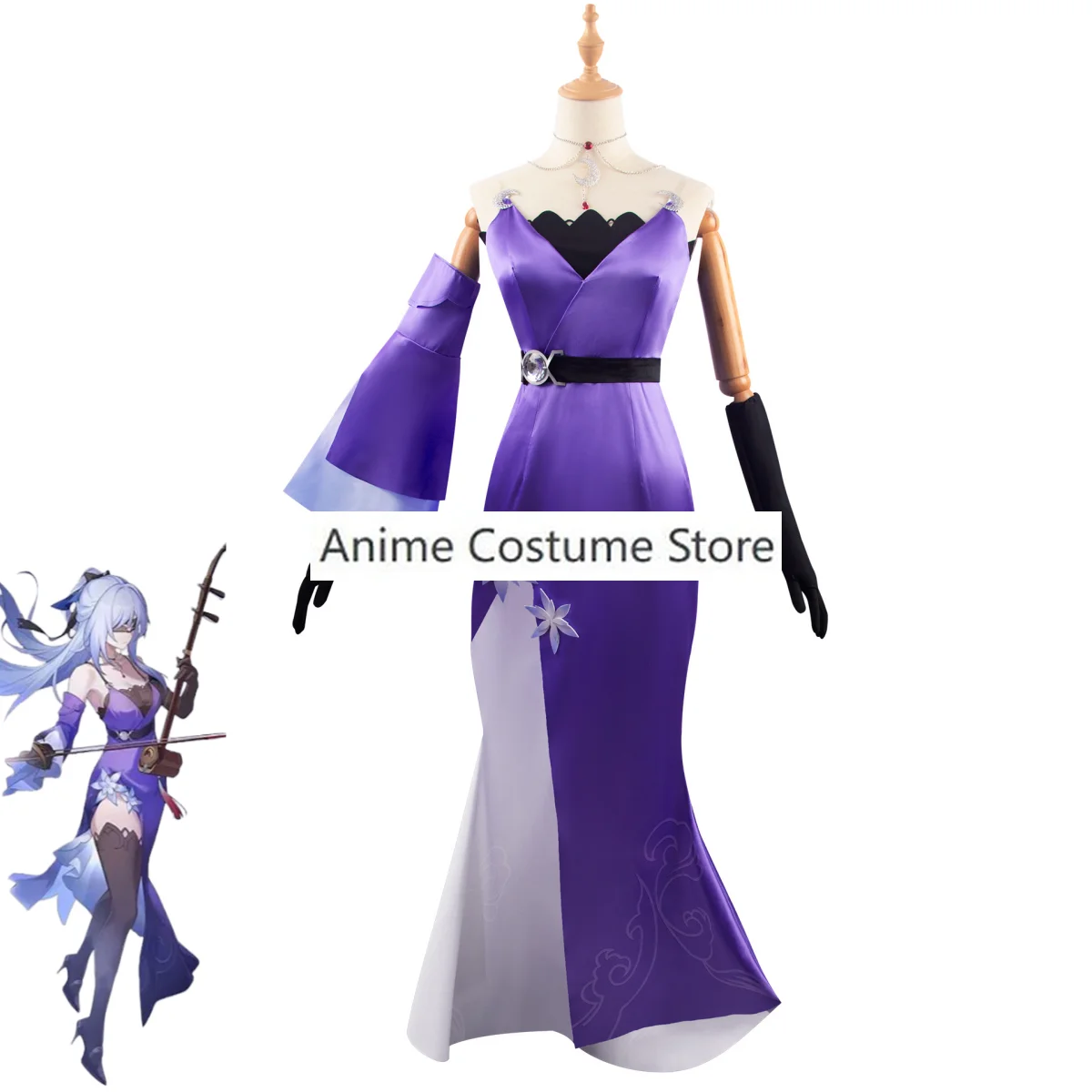 Костюм для косплея из аниме игры Honkai: Star Rail Jingliu бальное Вечернее платье Xianzhou Luofu