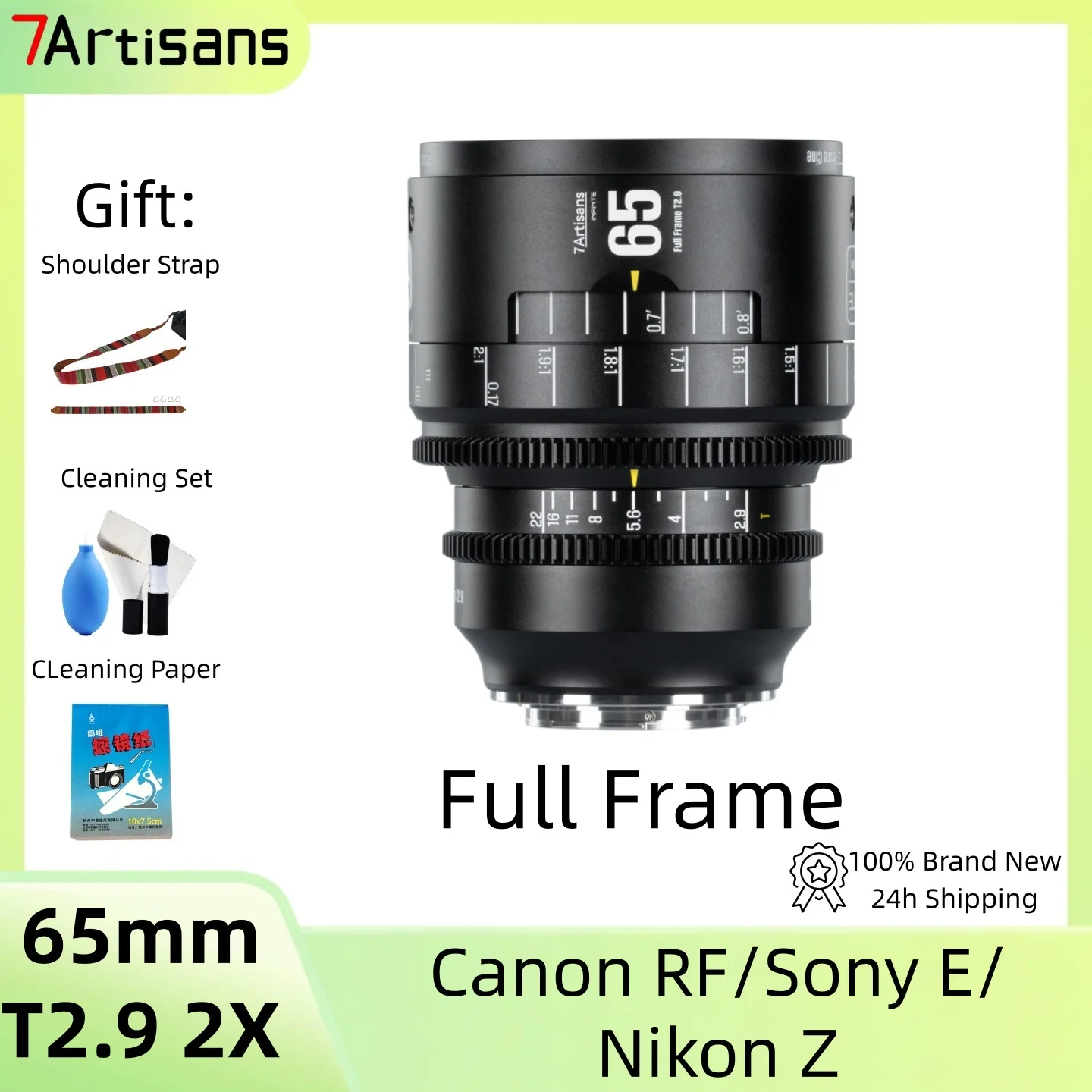 Фото 7artisans INFINTE 65mm T2.9 2X Макро полнокадровый объектив с большой апертурой и ручной фокусировкой для камер Sony E, Nikon Z, Canon RF №1
