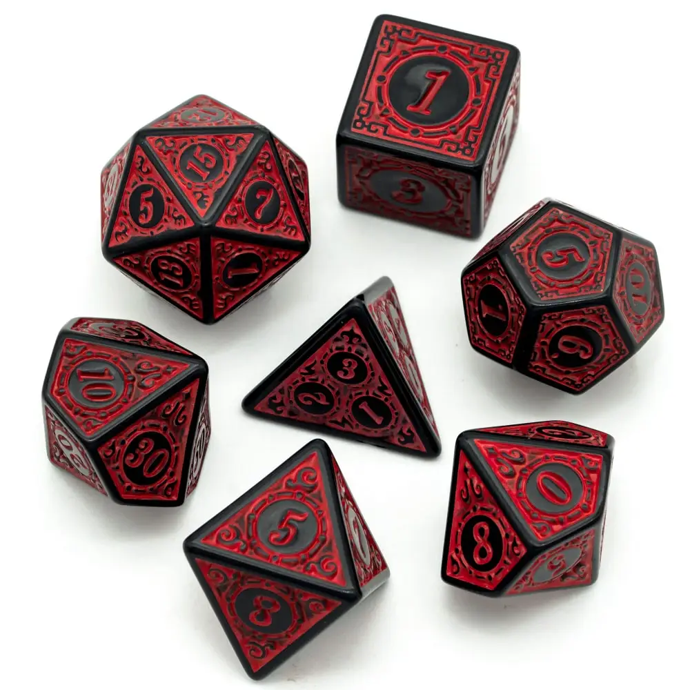 

Poludie DND 7Pcs/Set Dice Set Window lattice Red D4~D20 Polyhedral Dice for WarHammer Role Playing Board Game Tabletop RPG D&D