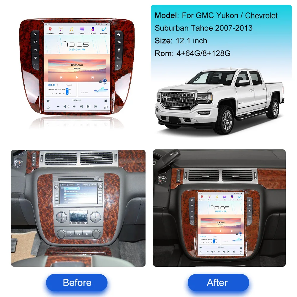 Автомагнитола Qualcomm Вертикальный стиль для GMC-YuKon CHEVY Suburban Tahoe AC 2007-2013 GPS навигация