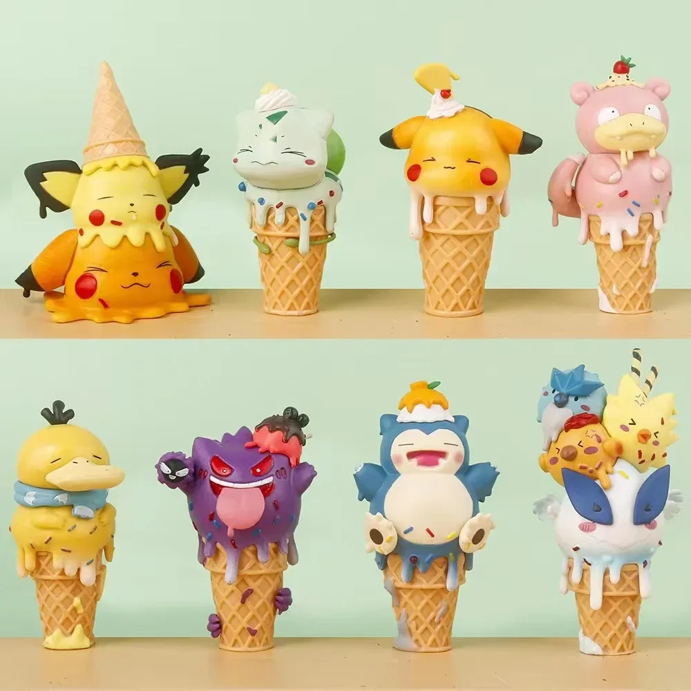 

8 styles Hot Pokemon ice cream Anime figure model Action Figure Pikachu Gengar Model Toy Cartoon Collectible Doll For Kids Gifts