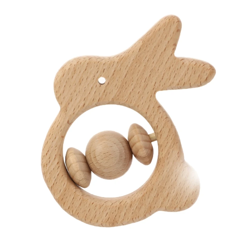 Baby Wooden Rattle Finger Training Log Color Design Improve Intelligence Accompany Toy Eco-friendly Wooden Material
