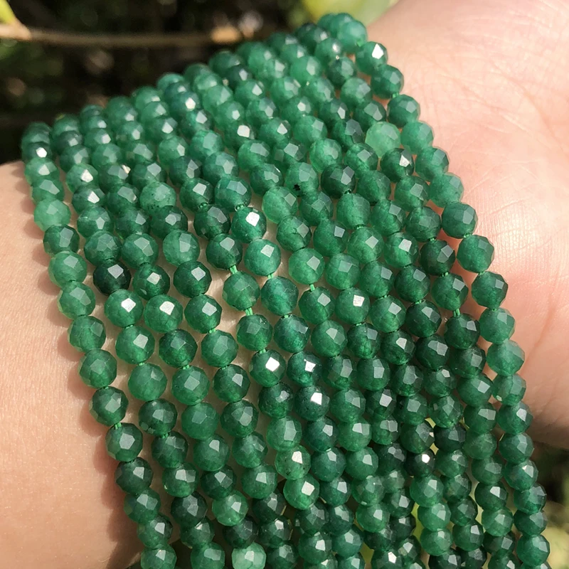

Бусины Из Натурального темно-зеленого нефрита, граненые маленькие камни, распорка, искусственное ожерелье, подвески 2/3/4 мм