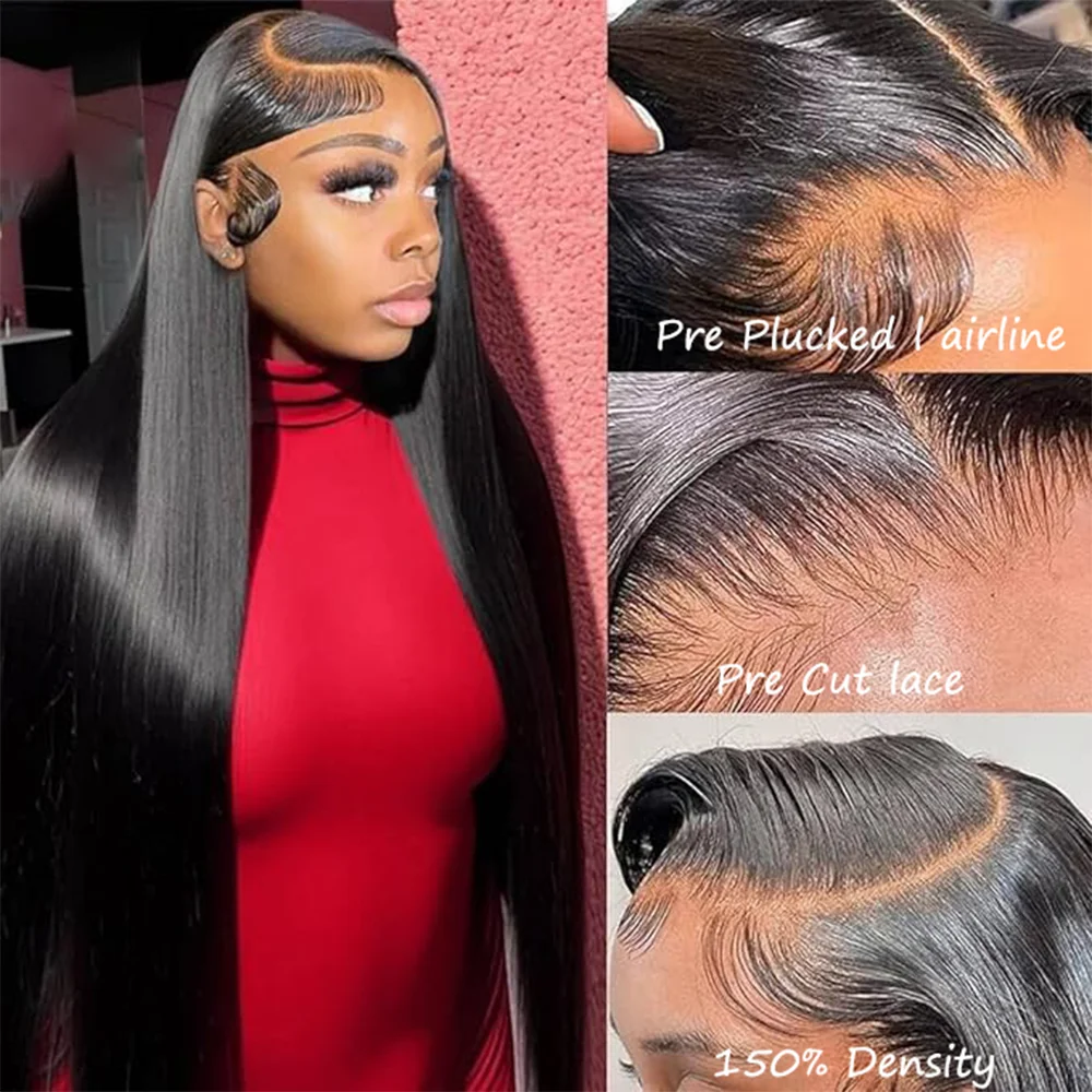 Прямой Передний Парик Шнурка Прозрачная Основа Человеческие Волосы 13x4