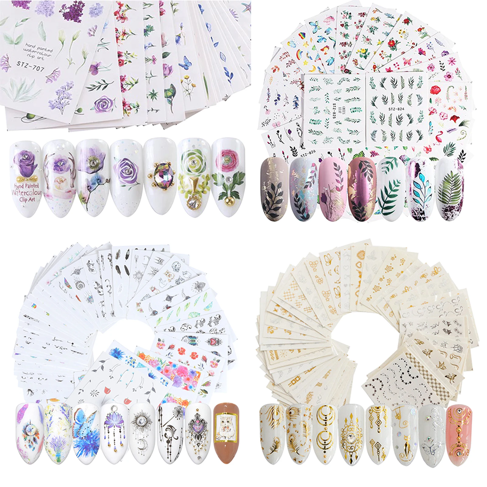 

123 шт., самоклеящиеся Стикеры для ногтей