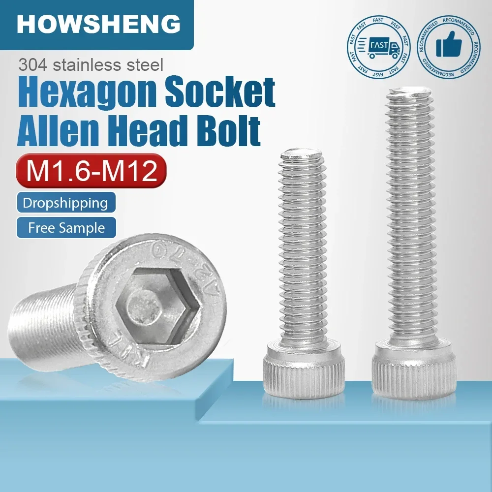HOWSHENG 2-50 шт. винты с шестигранной головкой M1.6 M2 M2.5 M3 M4 M5 M6 M8 M10 шестигранные винты из нержавеющей стали DIN912