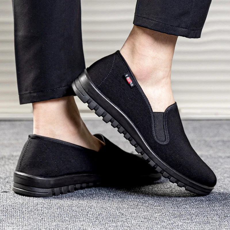 Beijing cloth shoes Men's breathable middle-aged and old fathers' shoes Casual soft soled hotel black work single Cyclingb shoes