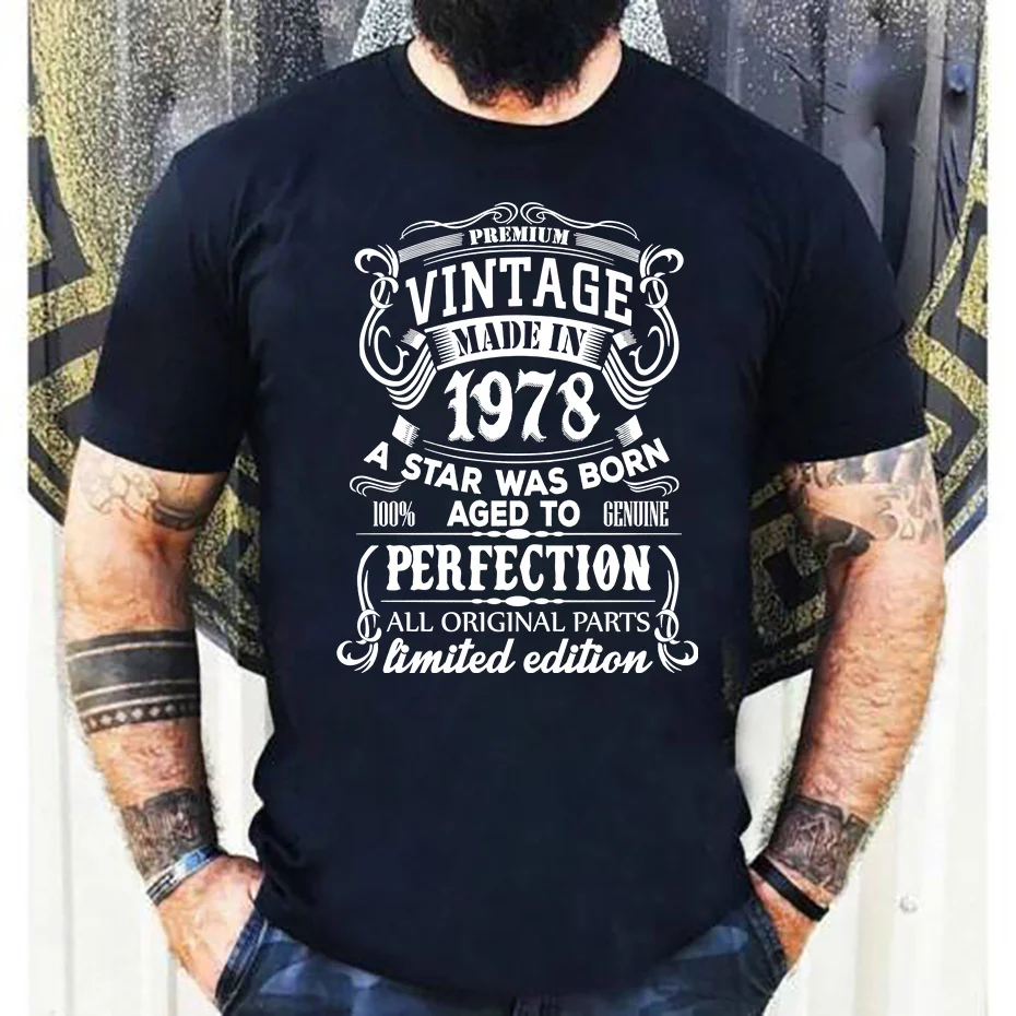 

Vintage Made in 1978 Aged In Perfection Limited Edition T-Shirt Streetwear Birthday Tshirt Born in 1978 T Shirt Cotton Tee Tops