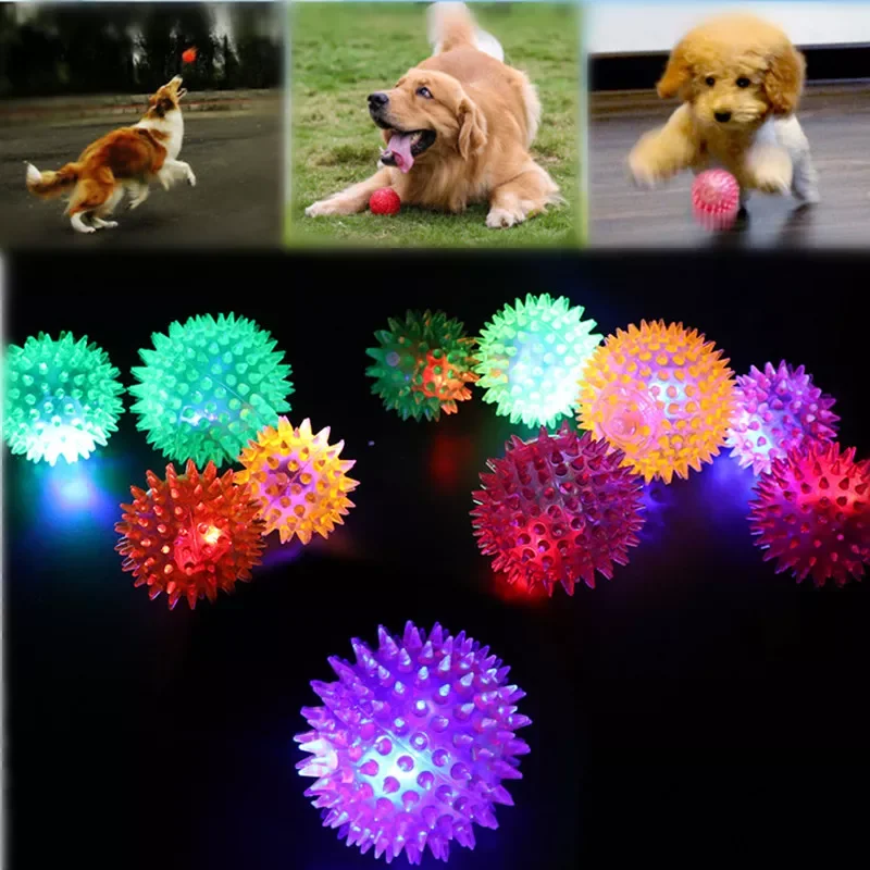 

2023NEW Toys Colorful Luminous Dog Chew Playing Toy Elastic Ball Random Color Small Pet Supplies