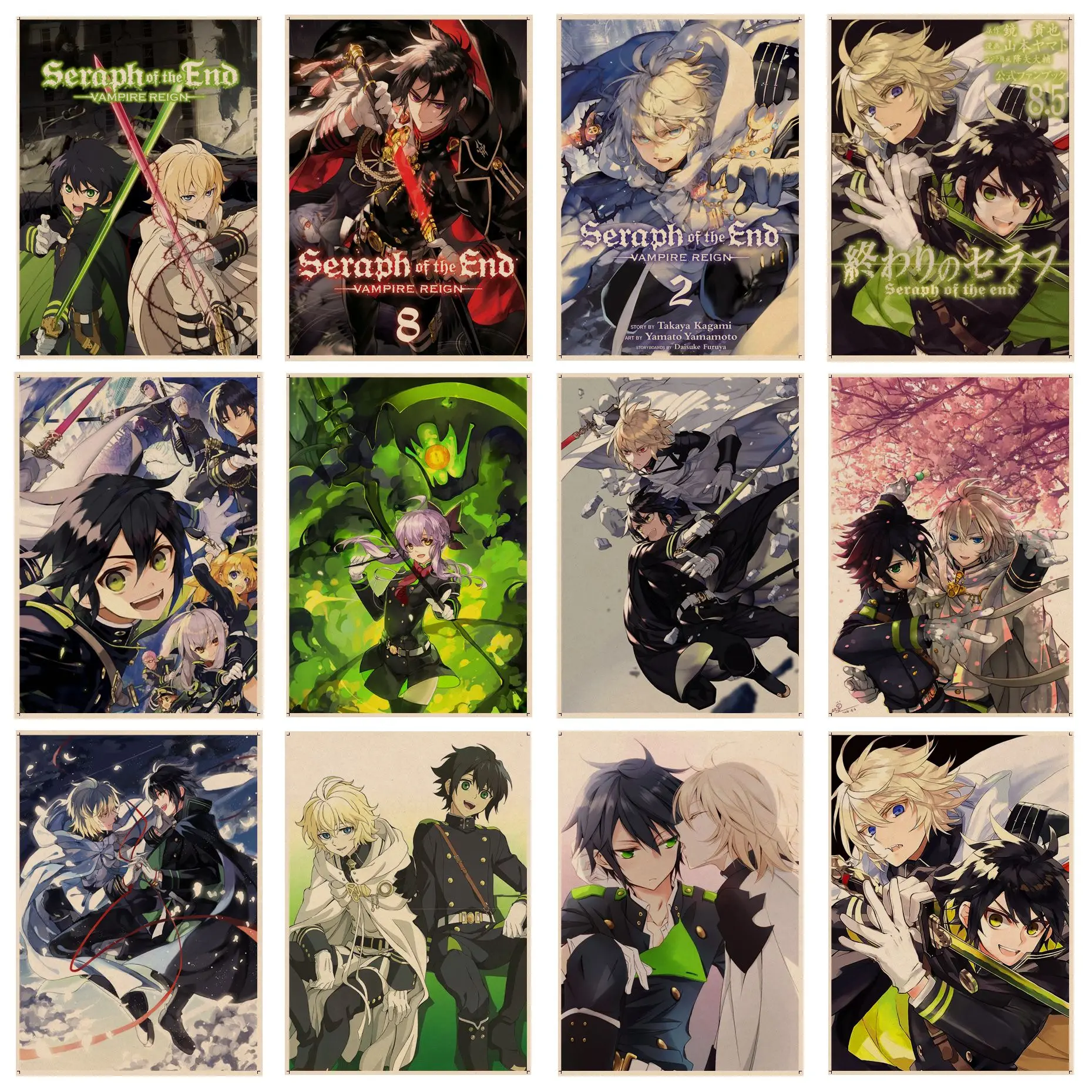 

Seraph of the end Movie Posters Kraft Paper Sticker DIY Room Bar Cafe Nordic home decor