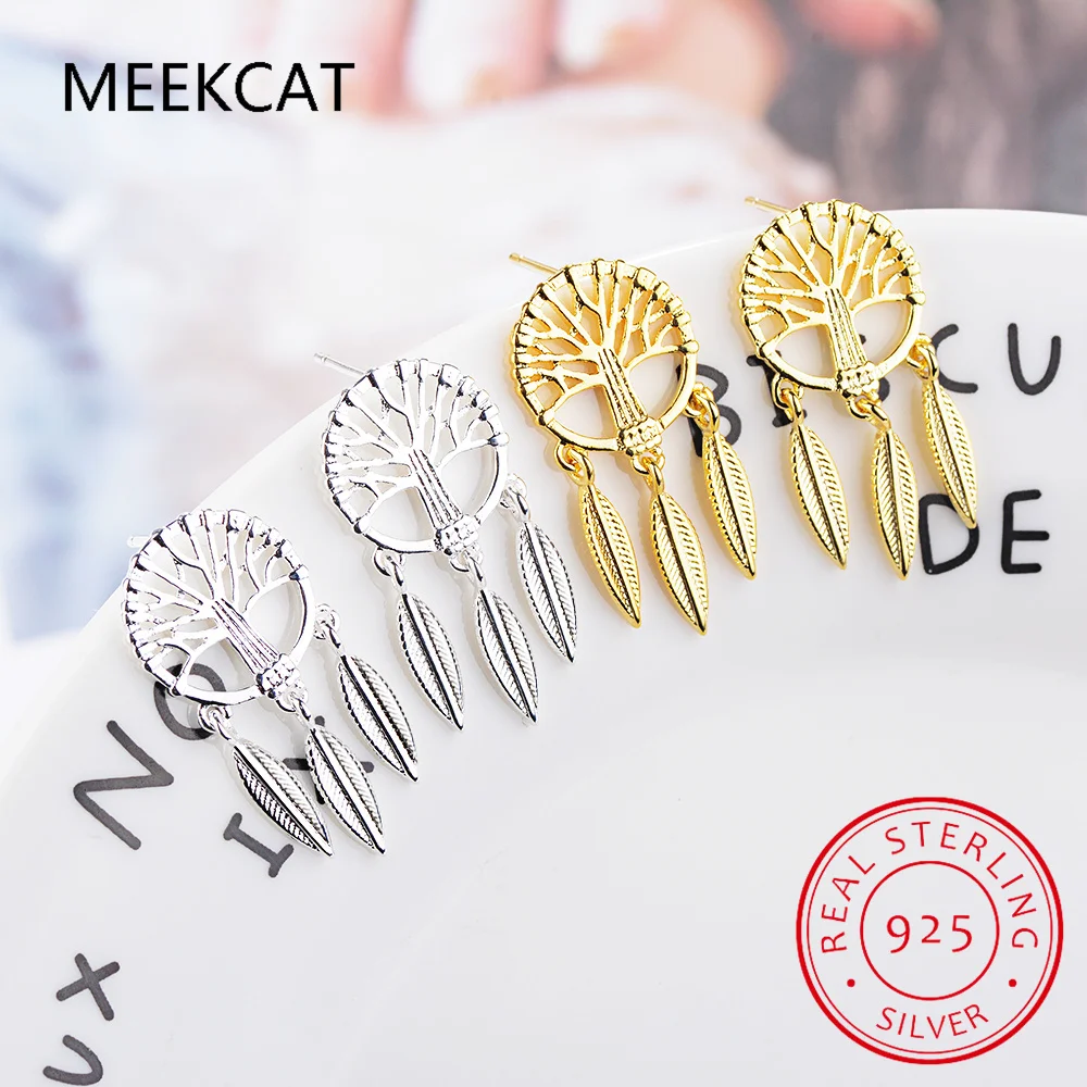 Настоящее серебро 925 пробы серьги Древо жизни для женщин серьги-гвоздики с